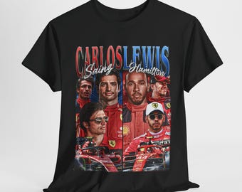 Ferarri Team Lewis Hamilton & Carlos Sainz Shirt - Formula One shirt - Classic 90s Graphic Tee - Unisex - Vintage Bootleg - Gift - Retro