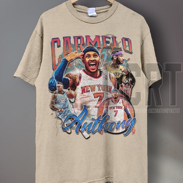 Carmelo Anthony Camisa Unisex, Camiseta de baloncesto Niños, Camiseta gráfica clásica de los 90, Unisex, Vintage Bootleg, Regalo, Retro CA1807