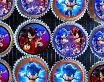 Sonic cupcake toppers ,Sonic and shadows edible cupcake toppers