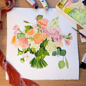Custom Watercolor Bridal Bouquet Painting