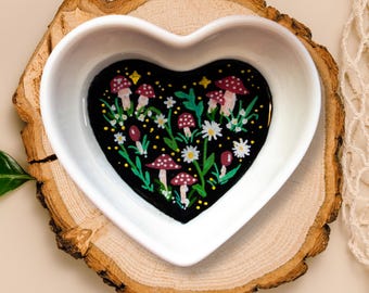 Handmade Mushroom Ceramic Ring Dish: Cottagecore Jewelry Tray