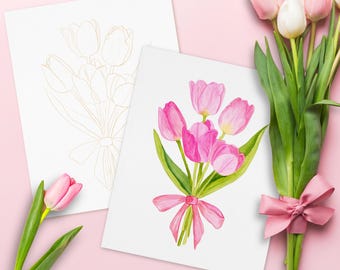 Valentine&#39;s Day Watercolor Coloring Pages ONLY, Coloring Pages, Watercolor Pages, Coloring Book, Floral Coloring Pages, Love Themed Art