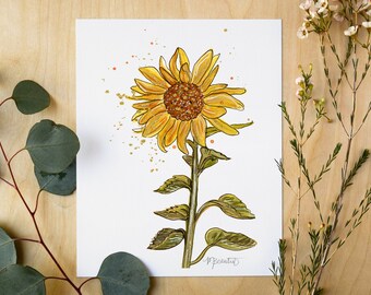 Sunflower Watercolor Art Print