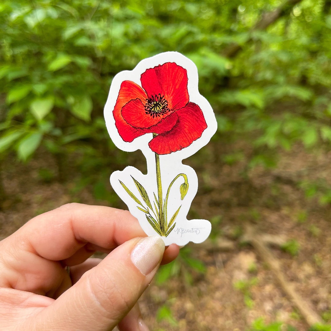 Poppy Flower Vinyl Sticker - Etsy