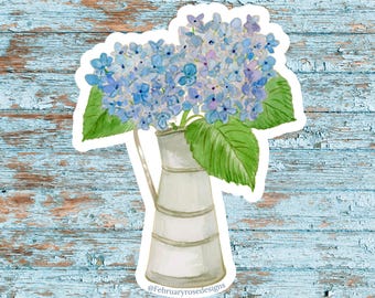 Blue Hydrangea Sticker: Waterproof Vinyl Flower Decal