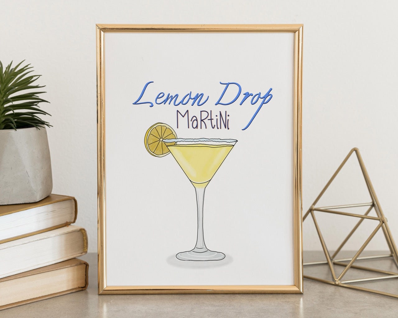 Lemon Drop Martini Cocktail Watercolor Art Print, Cocktail Art ...