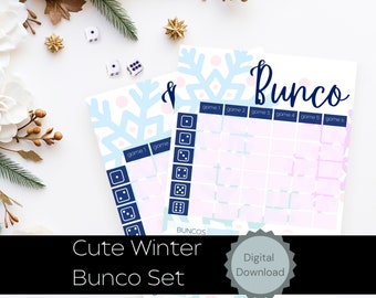 Joli jeu de cartes de pointage Bunco d'hiver