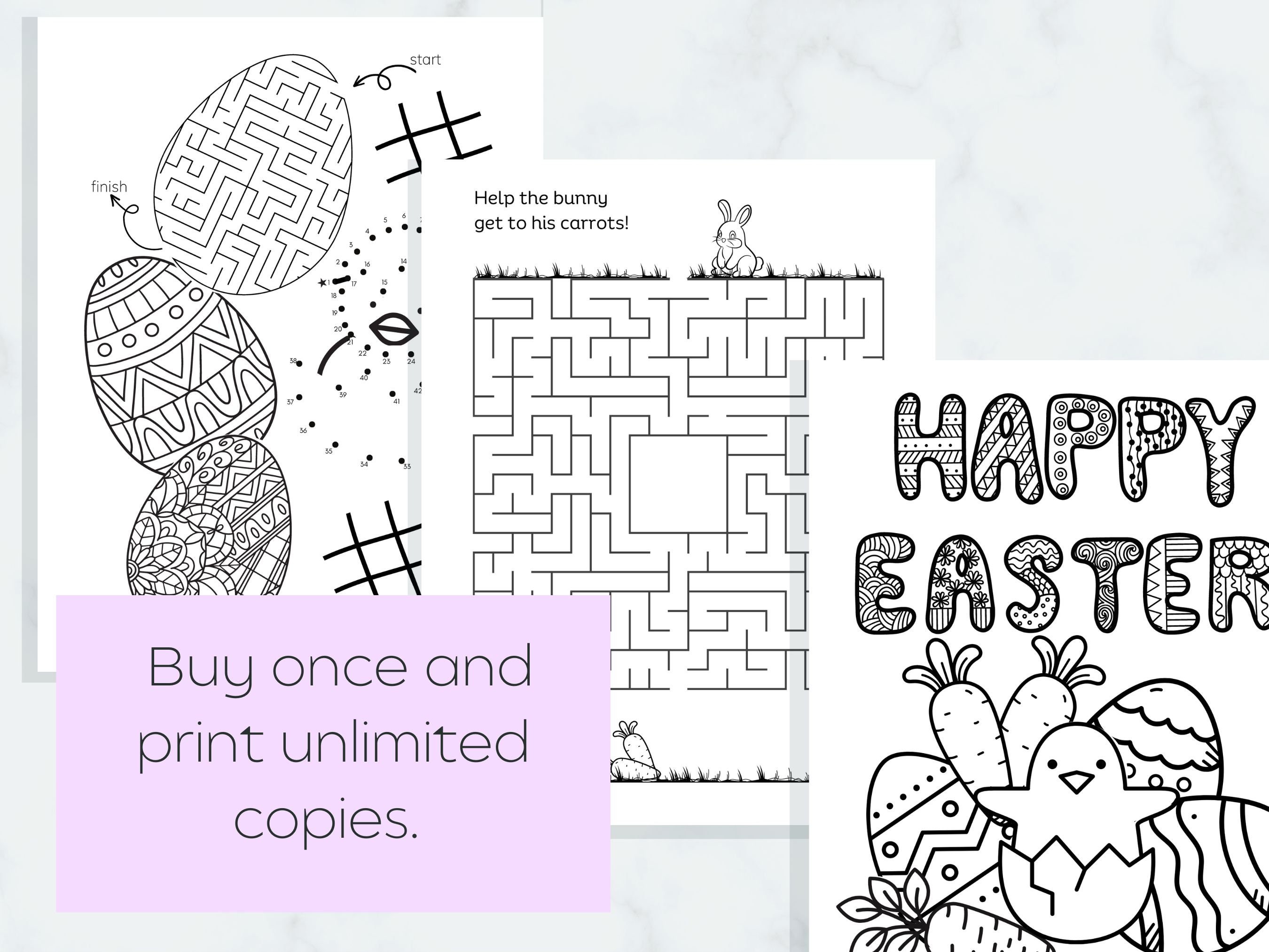 Easter Coloring and Activity Pages - Etsy