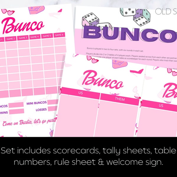 Girly Bunco Scoresheet Set