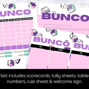 Niedliches Würfel Bunco Scorecard Set