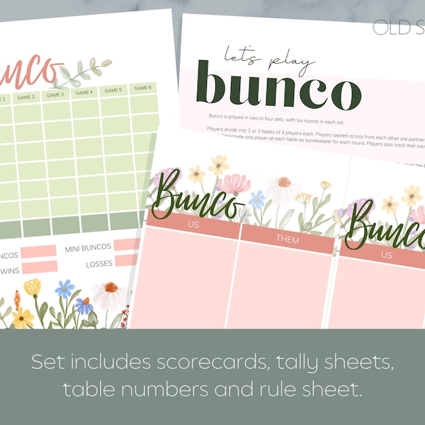 Bloom Bunco Scoresheet Set