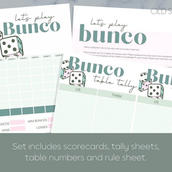 Cute Bunco Scorecard Set