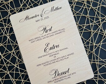 Rustic Wooden Wedding Dinner Menu – Custom Laser Engraved Menu for Weddings, Events, or Parties