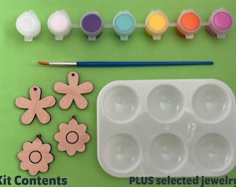 DIY Jewelry Kit, DIY Earring Kit, DIY Necklace Kit, Party Kit, Flower Power