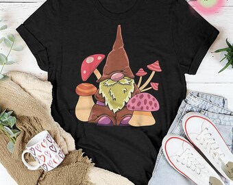 Mushroom Gnome T-Shirt, Gnome Mushroom Shirt, Fall Autumn Shirt, Cute Fall Shirt, Thanksgiving Shirt, Cottagecore Shirt, Autumn Shirt