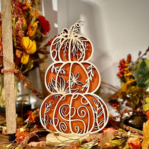 Calabaza con caligrafía 3D en varios estilos, decoración de otoño, Halloween, Acción de Gracias, shabby chic y rústica.