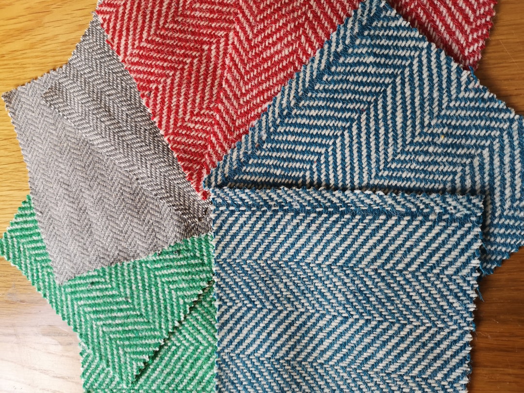 Herringbone Yorkshire Wool Craft Pack Small Fabric Squares Remnants
