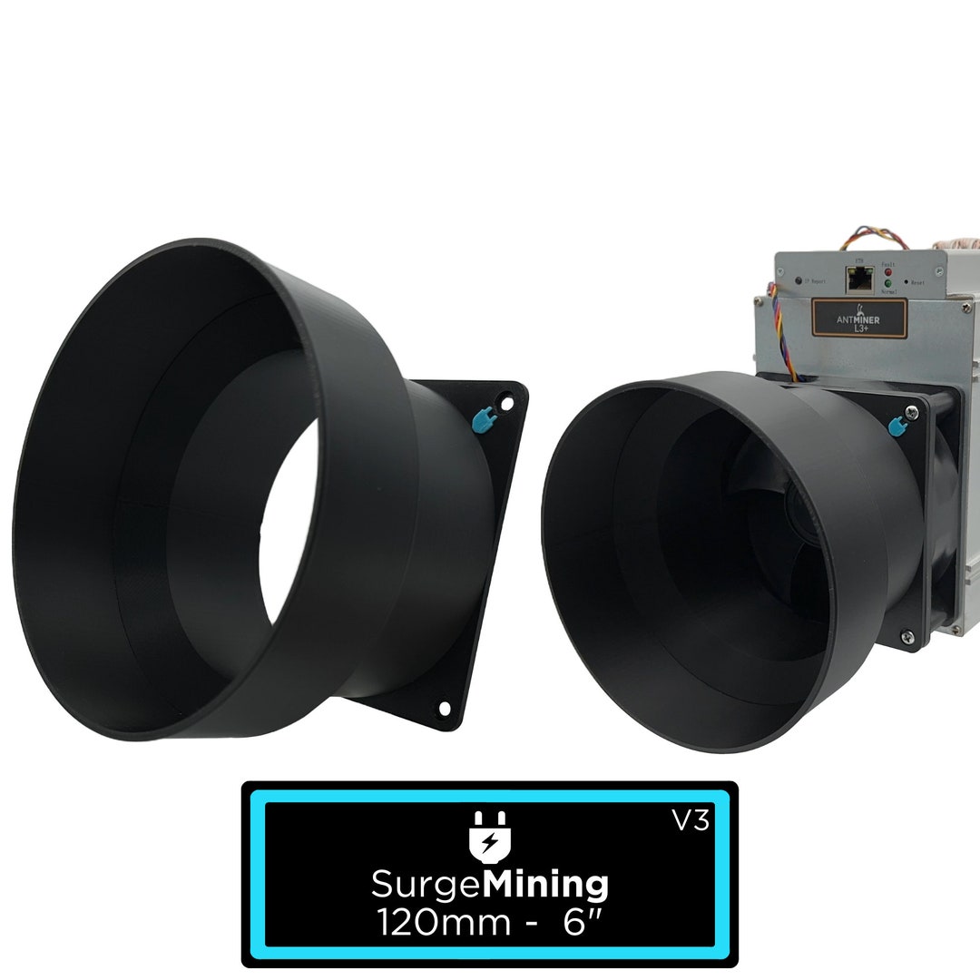 Crypto Miner Cooling Duct 4-Inch Fan Shroud & Duct For AntMiner S11, DR5,  S15, T15, S9, L3+ Crypto Miners AntMiner Fan Shroud Cooling Duct