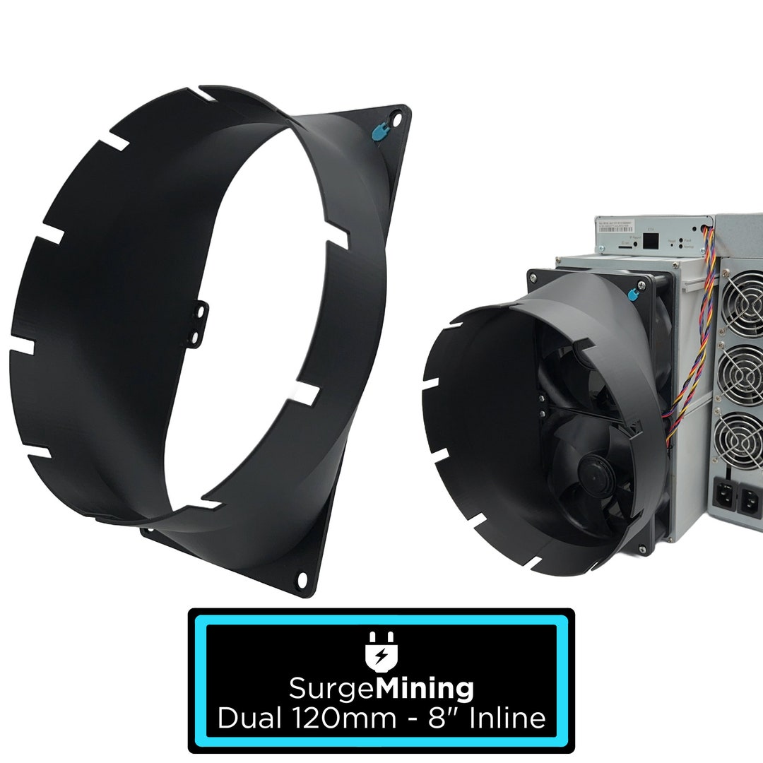 Dual 120mm to 8 Inch AC Infinity Inline Fan Shroud Antminer Iceriver
