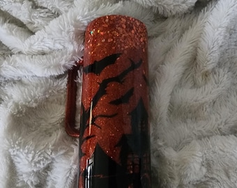 Halloween Glitter Epoxy Tumbler with Handle: Spooky Ombre Design