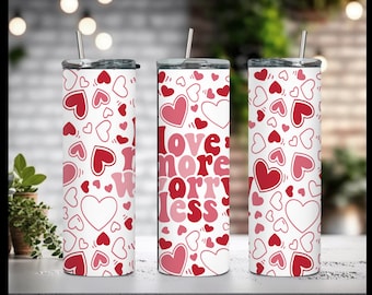 Doodle Heart Valentine's Day Tumbler: 20oz Stainless Steel