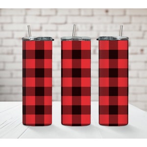 Red and Black Buffalo Plaid Christmas Tumbler; Mery Christmas Holiday Tumbler; Holiday Season Tumbler; Holiday Gift; Christmas Gift;