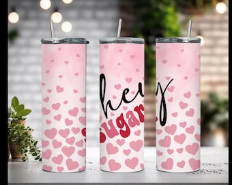 20oz Valentine's Day Stainless Steel Tumbler: Doodle Heart, Lid & Straw