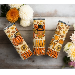 Happy Thanksgiving Turkey 20oz Tumbler: Fall Autumn Lover Gift