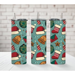 20oz Santa Hat and Stocking Christmas Tumbler; Santa Clause Tumbler; Merry Christmas Holiday Tumbler; Christmas Gift; Seasonal Tumbler