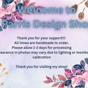 Pu&ograve; includere: Benvenuto in Parris Design Shop. Grazie per il tuo supporto! Tutti gli articoli sono realizzati a mano su ordinazione. Si prega di consentire 1-2 giorni per l'elaborazione. L'aspetto nelle foto pu&ograve; variare a causa dell'illuminazione o della calibrazione del monitor. Grazie per aver visitato il mio negozio!