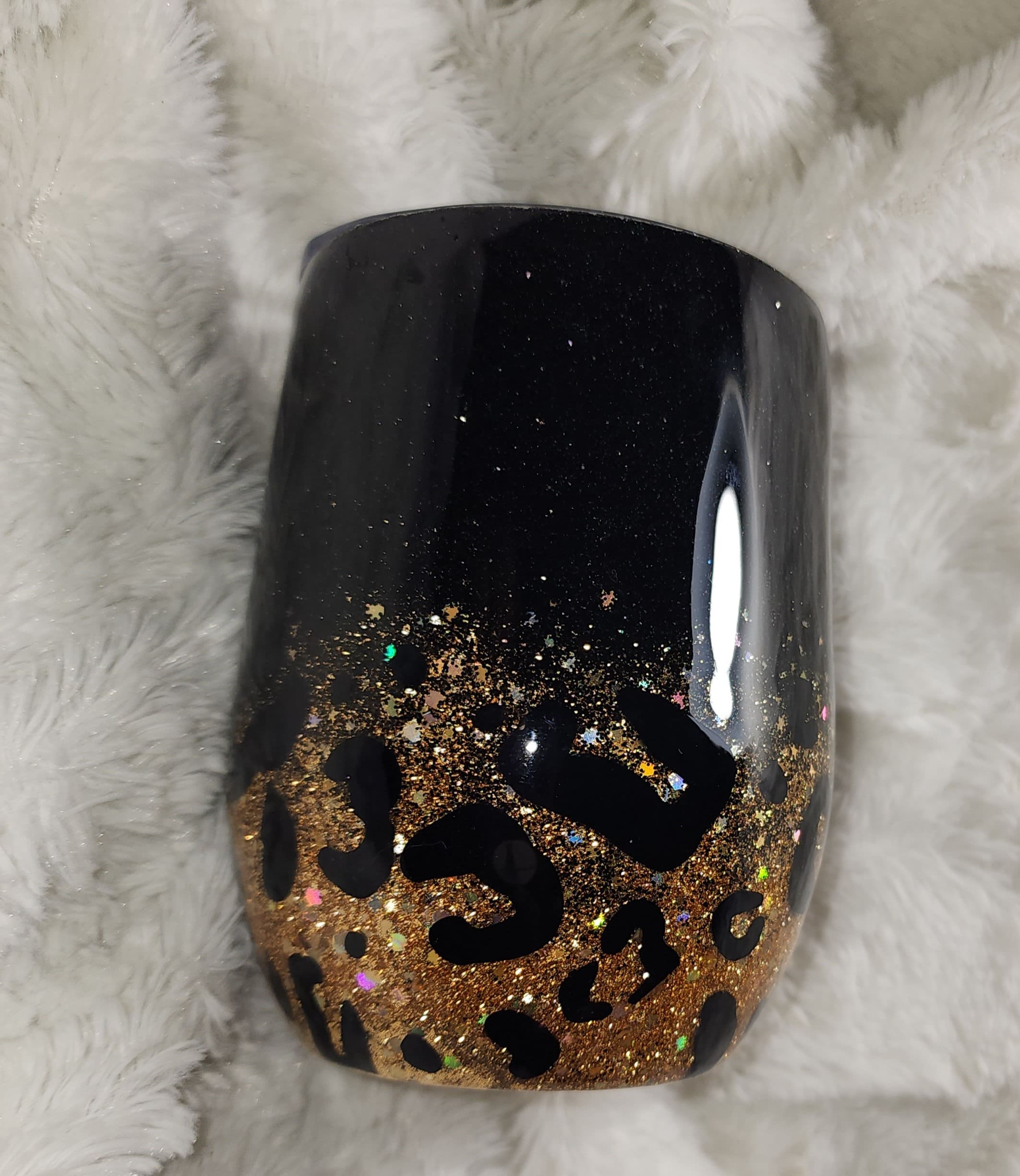 12 Oz Gold Leopard Glitter Wine Epoxy Tumbler Valentine Day Gift