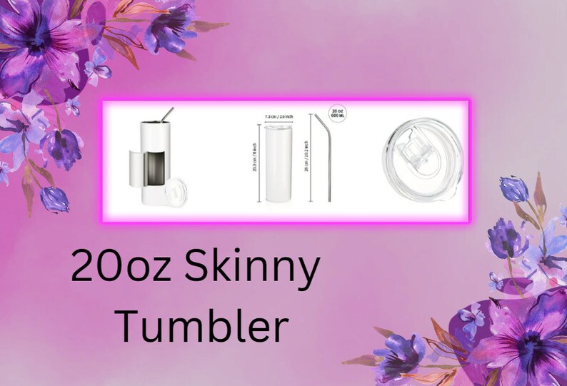 Pu&ograve; includere: Un bicchiere skinny bianco da 20 once con un coperchio e una cannuccia in acciaio inossidabile. Il bicchiere &egrave; alto 18,3 cm e ha un diametro di 7 cm.