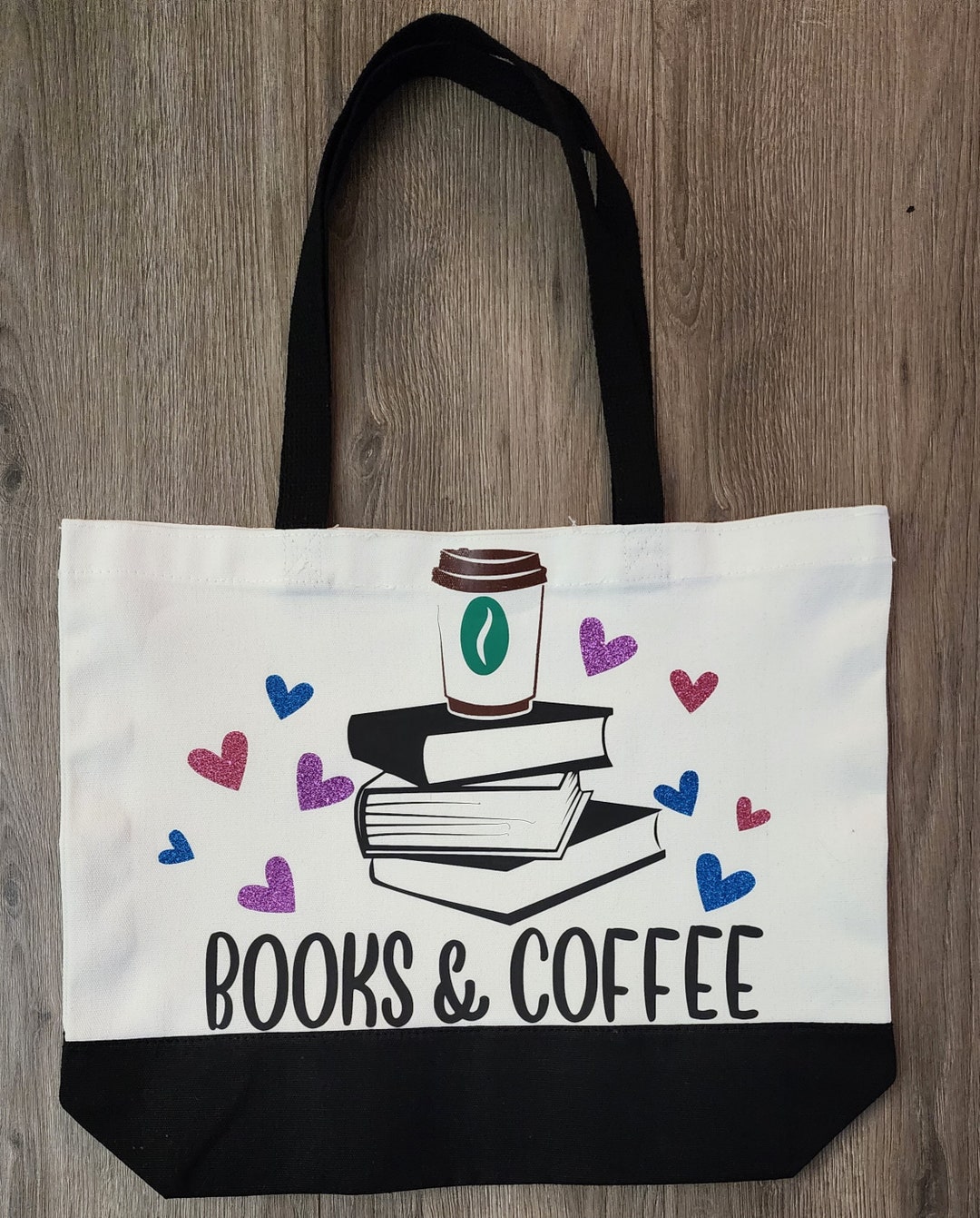 Books and Coffee Tote Reader Tote Bag College Tote Teen Girl Gift Book