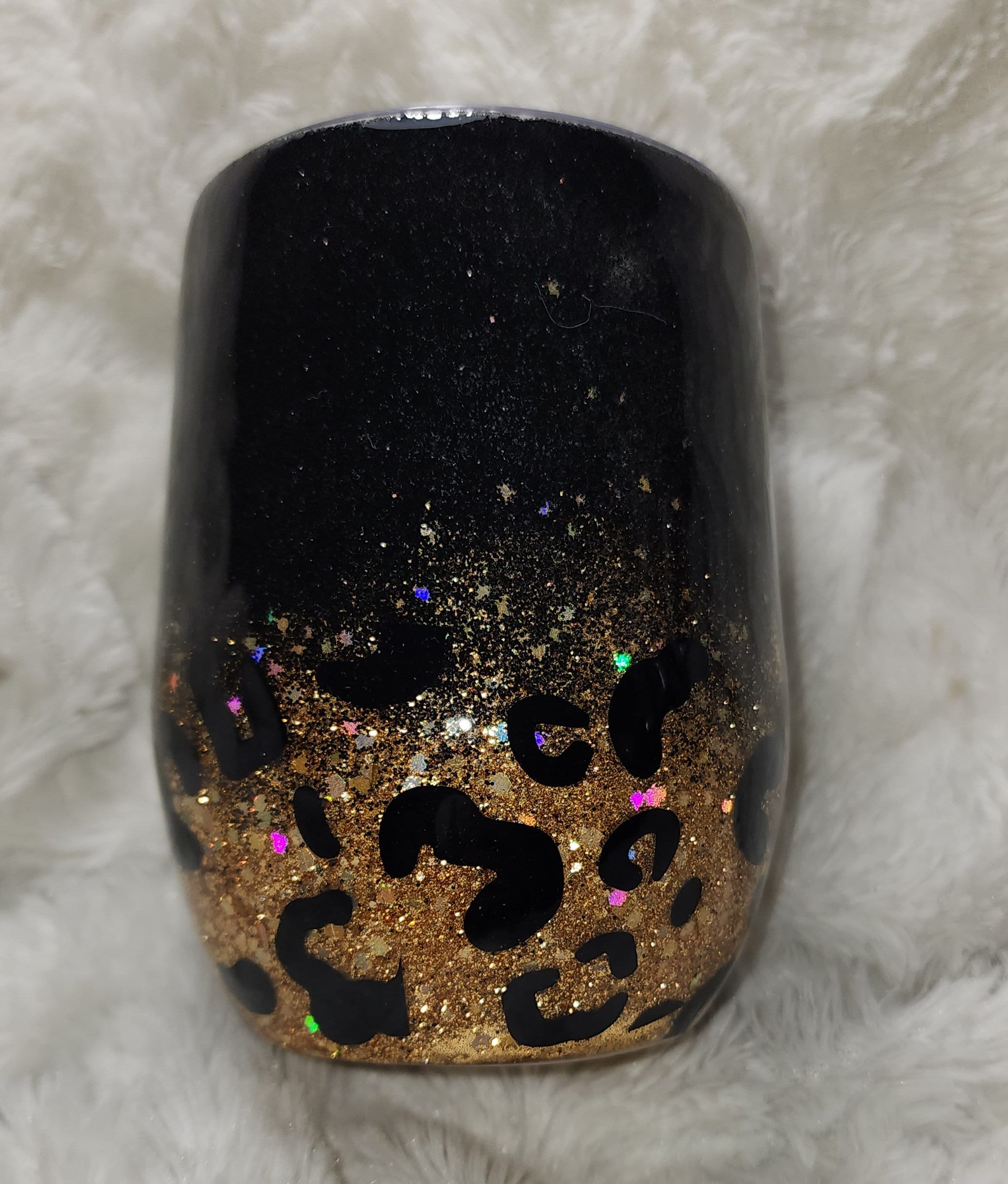 12 Oz Gold Leopard Glitter Wine Epoxy Tumbler Valentine Day Gift
