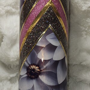 20oz Pink and Gold Glitter Epoxy Tumbler; Flower Pink Epoxy Tumbler, Pink and Gold Ombre Tumbler, Mother&#39;s Day Tumbler, Gift for her