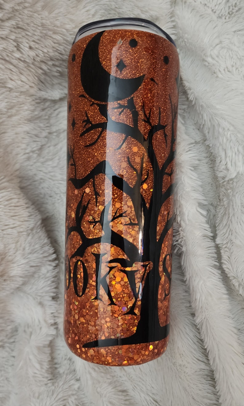 Halloween Glitter Epoxy Tumbler Spooky Season Tumbler Fall Glitter