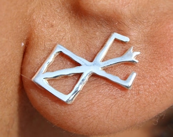 Berserk Inspired Stud Earrings, Anime Inspired Brand of Sacrifice Handmade Silver Earrings, Halloween Gifts, Unique Holiday Gifts