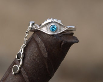 Blue Eye Ring, Evil Eye Ring, Anime inspired Ring, Gift For Her, Handmade Ring, Handmade Jewelry, Anime Jewelry,Unique Eye Ring, Silver Ring