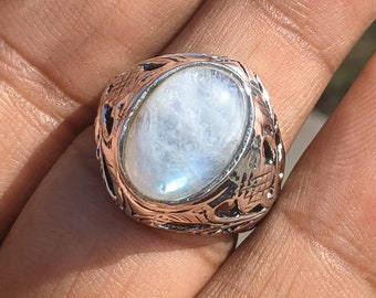 Moonstone Handmade Ottoman Men&#39;s Ring - Unique Turkish Jewelry Gift for Him, Handmade Jewelry, Rings For Men, Unique Holiday Gifts