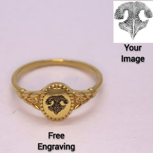 Custom Dog Nose Print Ring, Personalized Pet Nose Print Ring, Dog Memorial Statement Ring, Actual Pet Print Ring, Dog Loss Jewelry, Lost Pet