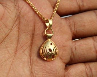 Unique Gold Fish Pendant Necklace: Chunky 925 Silver Animal Jewelry