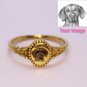Custom Dog Portrait Ring, Pet Photo Ring, Personalized Dog Mom Handmade Gift Ring Pet Memorial Gifts , Pet Loss Gifts, Free Personalization