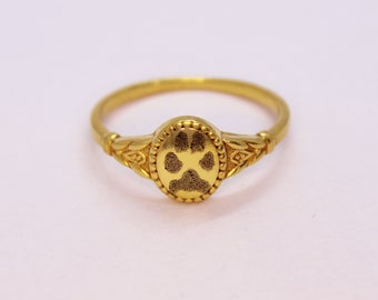 Anillo personalizado con huella de pata de mascota: Anillo conmemorativo de plata de ley