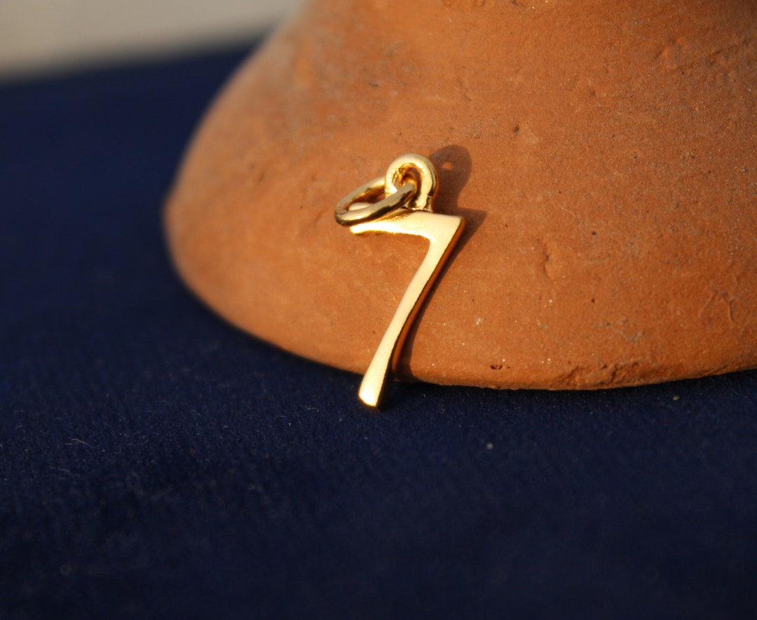 14k Gold Number Charm Pendant: Personalized Initial Necklace - Etsy