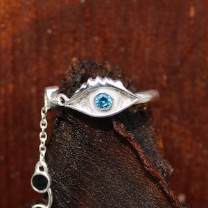 Jujutsu Kaisen Gojo Eyes Inspired Ring, JJK Satoru Gojo Ring, 925 Sterling Silver Adjustable Gift Ring, Solid Silver Jewelry, Gift For Her