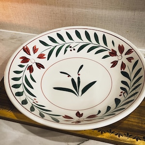 Vintage Ironstone Serving Bowl | Hand Painted 12” Japan Bowl | Floral Farmhouse Kitchen Decor