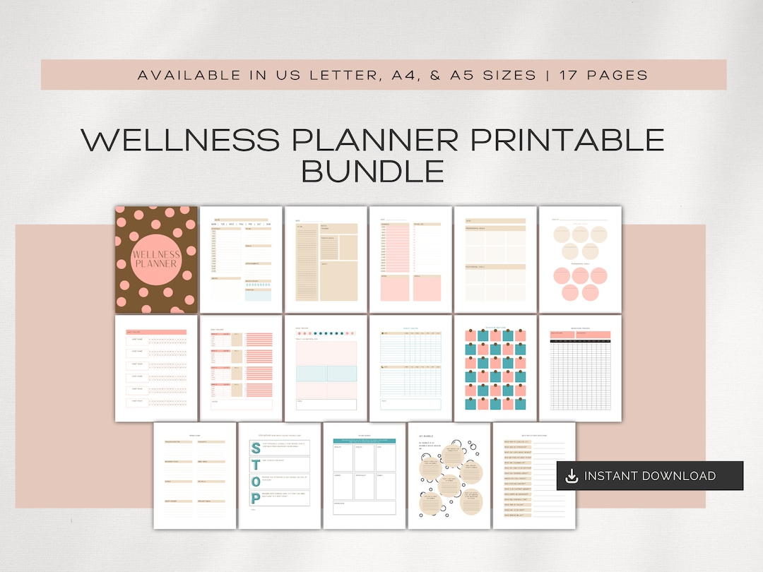 Wellness Planner Bundle Printable Planner Self-care Planner - Etsy