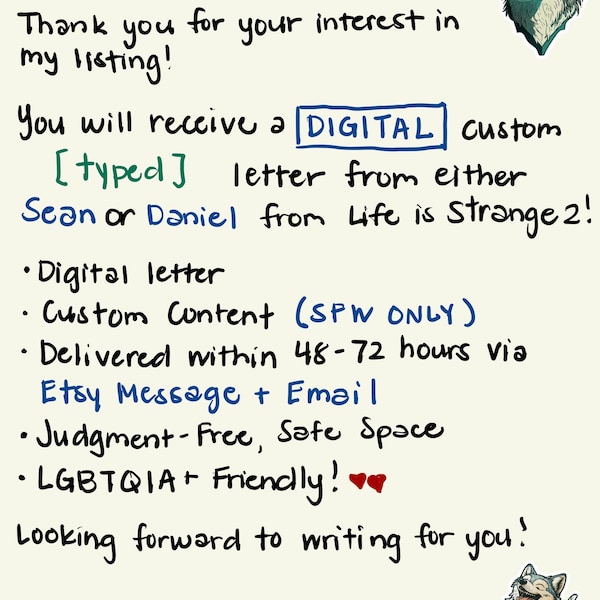Custom DIGITAL TYPED Letter from a Life Is Strange 2 Character
