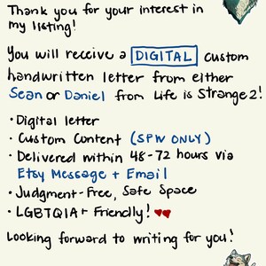 Carta DIGITAL ESCRITA A MANO personalizada de un personaje de Life Is Strange 2