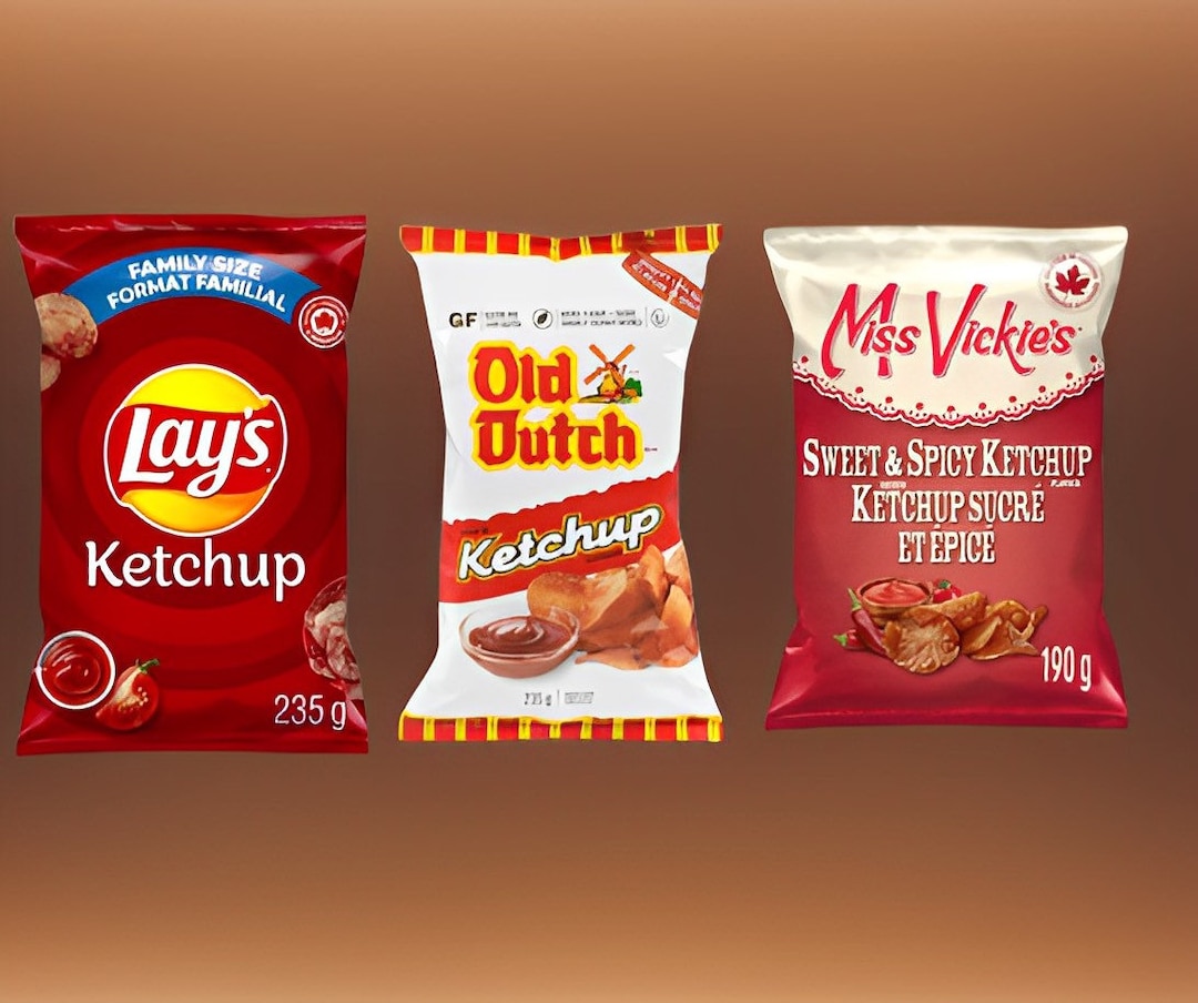 Canadian Ketchup Chips, Lays, Miss Vickies, Old Dutch, Canadian Snacks